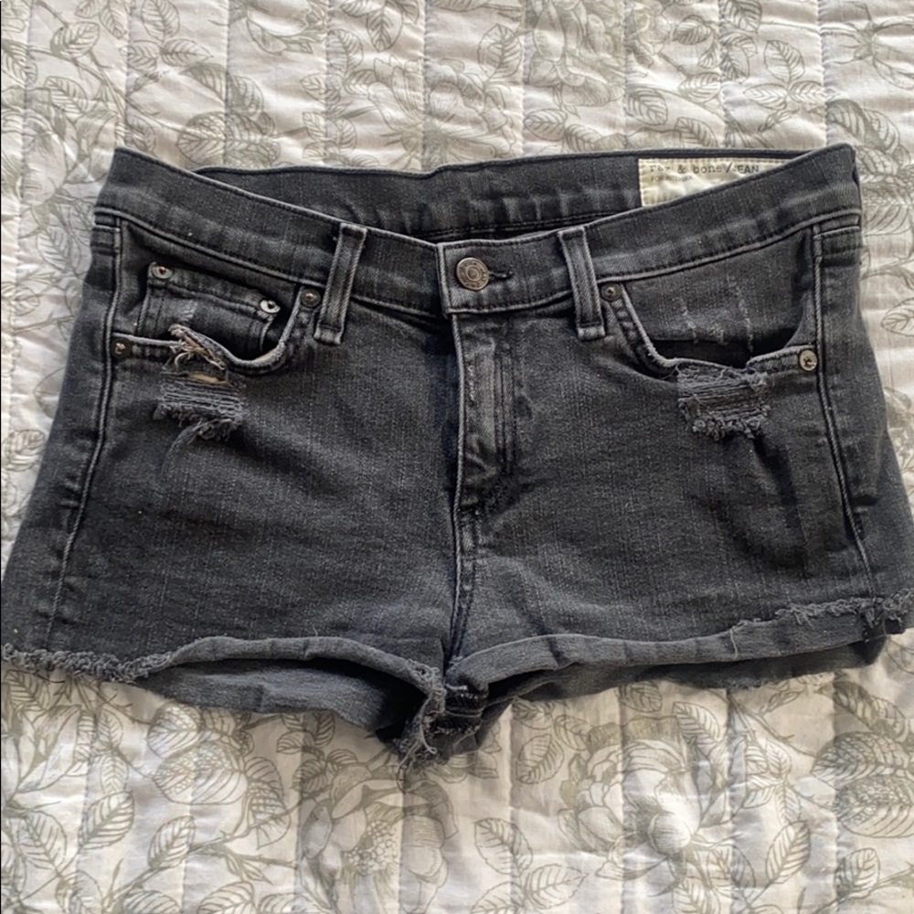 rag & bone Distressed Jean Shorts, faded black